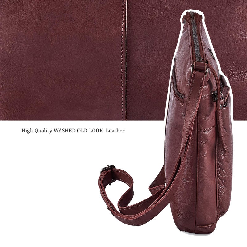 Cochoa Real Leather Purse for Women Crossbody Bag Travel Shoulder Handbag Small Vintage Pocketbook (Oxblood Washed Vintage) - Image 4